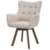 Drehbarer Stuhl THOR beige Strukturstoff braun Wenge Eichenholz 360° mit Armlehne