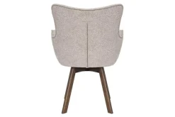 Drehbarer Stuhl THOR beige Strukturstoff braun Wenge Eichenholz 360° mit Armlehne