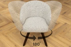 Drehbarer Stuhl WALKÜRE beige Eichenholz mit Taschenfederkern und Armlehne