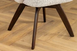 Drehbarer Stuhl WALKÜRE beige Eichenholz mit Taschenfederkern und Armlehne