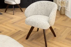 Drehbarer Stuhl WALKÜRE beige Eichenholz mit Taschenfederkern und Armlehne