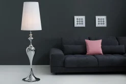 Edle Design Stehlampe LUCIE 160cm silber weiß Barock Stil Stehleuchte
