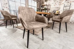Edler Armlehnen Stuhl TURIN vintage taupe mit Ziersteppung