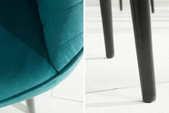 Edler Armlehnen Stuhl TURIN türkis Samt mit Ziersteppung