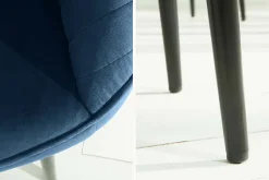 Edler Armlehnen Stuhl TURIN königsblau Samt mit Ziersteppung