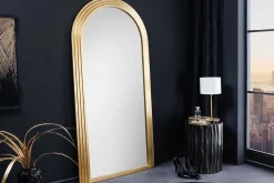 Edler Wandspiegel ART DECO 160cm gold Rundbogen Spiegel