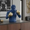 Einzigartige Statue BOXER 50cm blau gold handmade Skulptur Deko-Figur