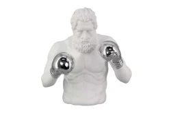 Einzigartige Statue BOXER 50cm weiß silber handmade Skulptur Deko-Figur