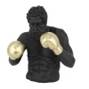 Einzigartige Statue BOXER 50cm schwarz gold handmade Skulptur Deko-Figur
