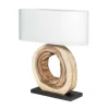Einzigartige Tischlampe ORGANIC ARTWORK 65cm natur creme weiß Regenbaum mit Leinenschirm