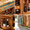 Einzigartiger Barschrank JAKARTA 100cm natur bunt recyceltes Massivholz aus Fischerbooten