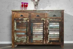 Einzigartiges Sideboard JAKARTA 125cm recyceltes Massivholz aus Fischerbooten