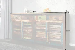 Einzigartiges Sideboard JAKARTA 160cm bunt recyceltes Massivholz aus Fischerbooten