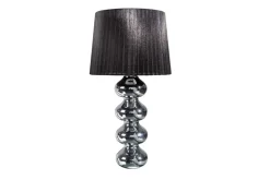 Elegante Design Tischlampe MIA 60cm silber Tischleuchte Stoffschirm
