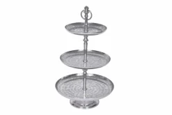 Elegante Etagere ORIENT 65cm silber im Wild Hammerschlag Design mit drei Etagen