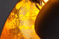 Elegante Hängelampe STUDIO 3 110cm schwarz Blattgold-Optik drei Schirme