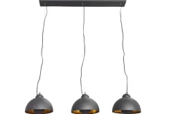 Elegante Hängelampe STUDIO 3 110cm schwarz Blattgold-Optik drei Schirme