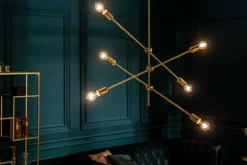 Elegante Hängelampe VARIATION 128cm gold mit sechs schwenkbaren Leuchten
