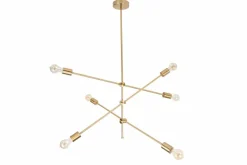 Elegante Hängelampe VARIATION 128cm gold mit sechs schwenkbaren Leuchten