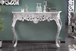 Elegante Konsole VENICE 110cm silber Barock Design Anrichte handgearbeitet