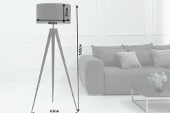Elegante Stehlampe TRIPOD 145cm schwarz Retro Stehleuchte
