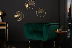 Elegante Wanddeko 3er Set GINKGO 40cm gold in filigraner Blattform
