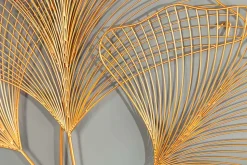 Elegante Wanddeko GINKGO 90cm gold in filigraner Blattform
