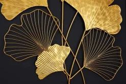 Elegante Wanddeko GINKGO 110cm gold in filigraner Blattform