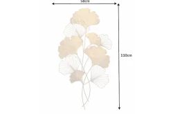 Elegante Wanddeko GINKGO 110cm gold in filigraner Blattform