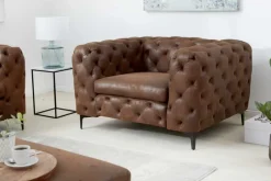 Eleganter Chesterfield Sessel MODERN BAROCK 120cm antik braun