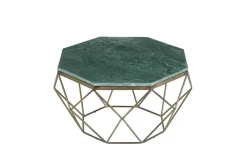 Eleganter Couchtisch DIAMOND 70cm grün messing mit Marmorplatte