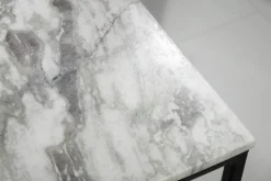 Eleganter Couchtisch ELEMENTS 50cm weiß mit polierter Marmor-Platte