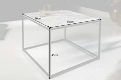 Eleganter Couchtisch ELEMENTS 50cm weiß mit polierter Marmor-Platte