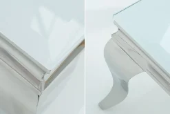 Eleganter Couchtisch MODERN BAROCK 100cm silber mit weißem Opalglas