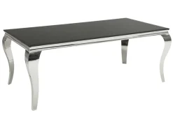 Eleganter Design Esstisch MODERN BAROCK 200cm schwarz Edelstahl Opalglas Tischplatte