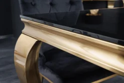 Eleganter Design Esstisch MODERN BAROCK 200cm schwarz gold Edelstahl Opalglas Tischplatte