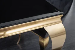 Eleganter Design Esstisch MODERN BAROCK 200cm schwarz gold Edelstahl Opalglas Tischplatte