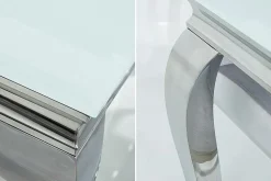Eleganter Design Esstisch MODERN BAROCK 200cm weiß Edelstahl Opalglas Tischplatte