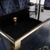 Eleganter Design Esstisch MODERN BAROCK 180cm schwarz gold Edelstahl Opalglas Tischplatte