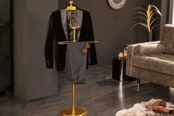 Eleganter Herrendiener VALET 128cm gold Aluminium Kleiderhaken Garderobenständer