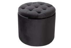 Eleganter Hocker MODERN BAROCK 50cm schwarz Samt Aufbewahrungkorb