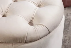 Eleganter Hocker MODERN BAROCK 50cm champagner beige Samt Aufbewahrungkorb