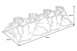 Eleganter Kerzenhalter ABSTRACT 60cm silber für 4 Kerzen