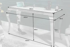 Eleganter Konsolentisch MODERN BAROCK 145cm mit Glasplatte Marmoroptik Edelstahlbeine