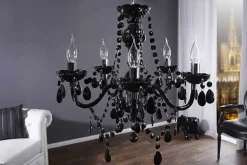 Eleganter Kronleuchter BLACK CRYSTAL 55cm schwarz Acryl 5-armig Lüster