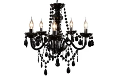 Eleganter Kronleuchter BLACK CRYSTAL 55cm schwarz Acryl 5-armig Lüster