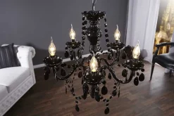 Eleganter Kronleuchter BLACK CRYSTAL 55cm schwarz Acryl 5-armig Lüster