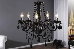 Eleganter Kronleuchter BLACK CRYSTAL 55cm schwarz Acryl 5-armig Lüster