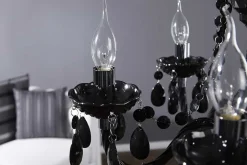 Eleganter Kronleuchter BLACK CRYSTAL 55cm schwarz Acryl 5-armig Lüster