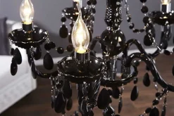 Eleganter Kronleuchter BLACK CRYSTAL 55cm schwarz Acryl 5-armig Lüster